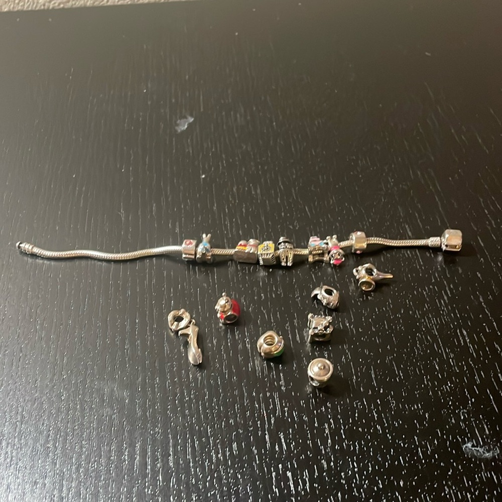 Chamilia Disney charms lot 13 plus bracelet and 2 clips